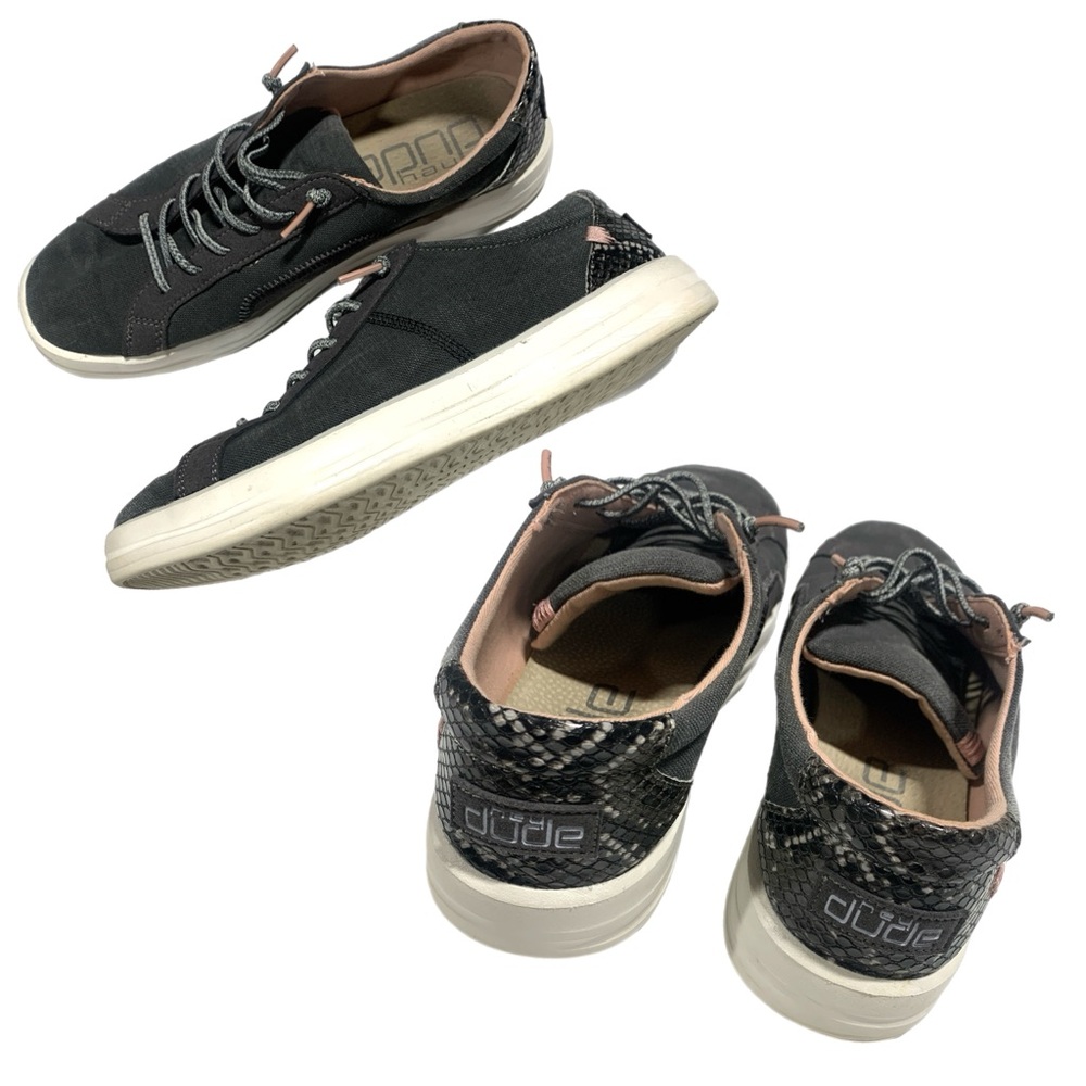 Women’s Hey Dudes Charcoal Python Snake Print Casual Shoes Size 9 3321‎